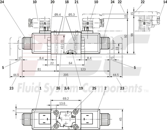 technical illustration-R900554557-Size 6, symbol J, electrical with solenoid, 24 V DC