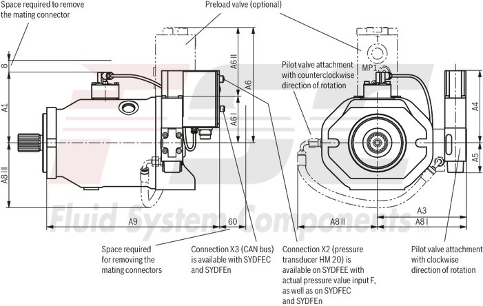 technical illustration-R978056576-Pump A10VSO BR31 with digital OBE