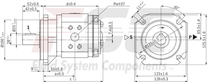 technical illustration-R900984020-Internal gear pump, size 11, pressure 350 bar for industrial applications, open circuit