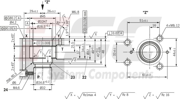 technical illustration-R978913054-Size 10, P → T, mechanical, 24 V DC