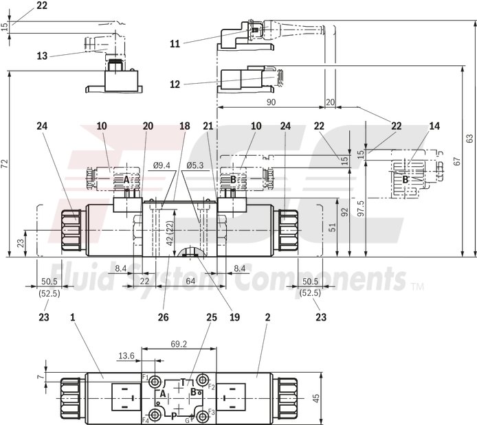 technical illustration-R900554557-Size 6, symbol J, electrical with solenoid, 24 V DC
