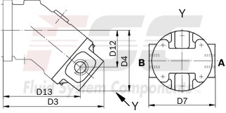 technical illustration-R902161205-Large variety of available nominal sizes allows exact adjustment to the application High power density Very high total efficiency High starting efficiency Working ports SAE flange or thread Optional with integrated pressure relief valve Optional with mounted addifitonal valve: counterbalance valve (BVD/BVE), flushing and boost-pressure valve Bent-axis design
