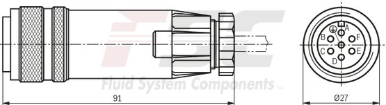 technical illustration-R900021267-Mating connector, connector 7-pole (6 + PE) EN 175301-804