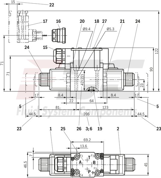 technical illustration-R900554557-Size 6, symbol J, electrical with solenoid, 24 V DC