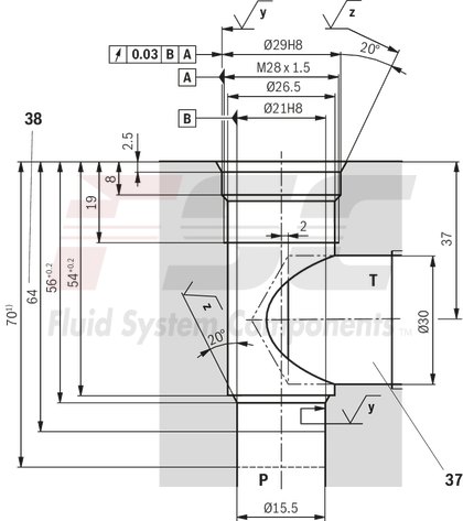technical illustration-R901223095-For subplate mounting<br>
Porting pattern according to ISO&nbsp;6264-06-09-*-97 (NG10) and ISO&nbsp;6264-08-13-*-97 (NG25) For threaded connection 4 adjustment types for pressure adjustment, optionally<br>
• Rotary knob<br>
• Sleeve with hexagon and protective cap<br>
• Lockable rotary knob with scale<br>
• Rotary knob with scale 5 pressure ratings
