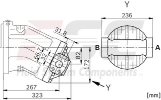 technical illustration-R902161205-Large variety of available nominal sizes allows exact adjustment to the application High power density Very high total efficiency High starting efficiency Working ports SAE flange or thread Optional with integrated pressure relief valve Optional with mounted addifitonal valve: counterbalance valve (BVD/BVE), flushing and boost-pressure valve Bent-axis design
