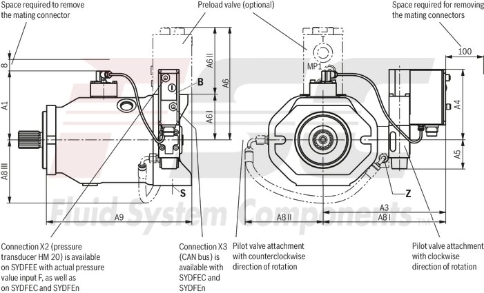 technical illustration-R978056576-Pump A10VSO BR31 with digital OBE