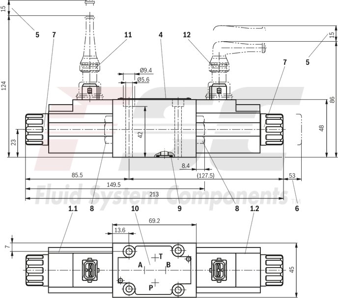 technical illustration-R901089241-Size 6, symbol J, solenoid-actuated, 24 V DC