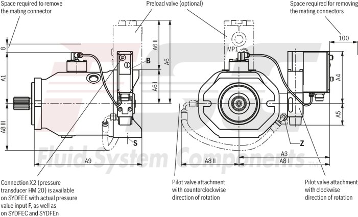 technical illustration-R978057617-Pump A10VSO BR31 with analog OBE