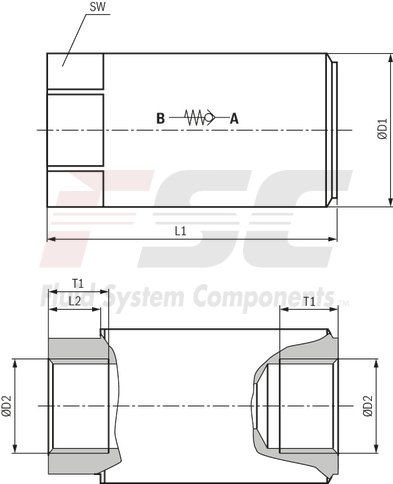 technical illustration-R901454065-Size 15, A &rarr; B, mechanically actuated