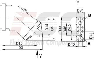 technical illustration-R902161205-Large variety of available nominal sizes allows exact adjustment to the application High power density Very high total efficiency High starting efficiency Working ports SAE flange or thread Optional with integrated pressure relief valve Optional with mounted addifitonal valve: counterbalance valve (BVD/BVE), flushing and boost-pressure valve Bent-axis design
