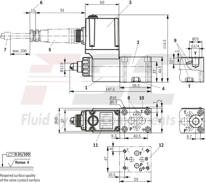 technical illustration-R901198613-Size 6, P &rarr; T, electrical with integrated electronics, 24 V DC