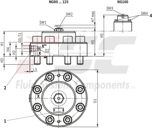 technical illustration-R900912728-Size 32, symbol H2, hydraulically actuated