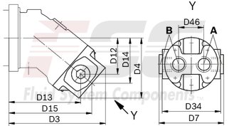 technical illustration-R902161205-Large variety of available nominal sizes allows exact adjustment to the application High power density Very high total efficiency High starting efficiency Working ports SAE flange or thread Optional with integrated pressure relief valve Optional with mounted addifitonal valve: counterbalance valve (BVD/BVE), flushing and boost-pressure valve Bent-axis design
