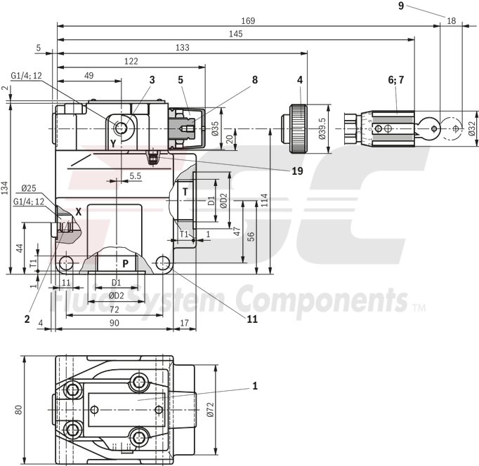 technical illustration-R978913054-Size 10, P → T, mechanical, 24 V DC