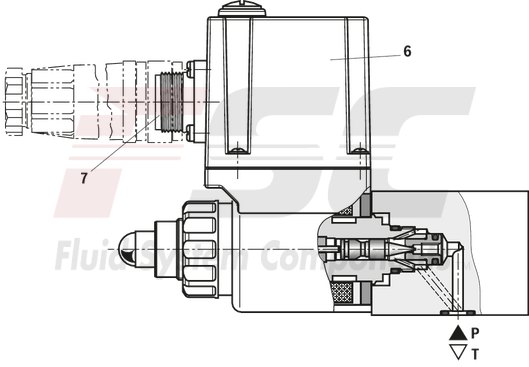 technical illustration-R901198613-Size 6, P &rarr; T, electrical with integrated electronics, 24 V DC