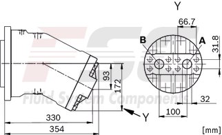technical illustration-R902202055-Large variety of available nominal sizes allows exact adjustment to the application High power density Very high total efficiency High starting efficiency Working ports SAE flange or thread Optional with integrated pressure relief valve Optional with mounted addifitonal valve: counterbalance valve (BVD/BVE), flushing and boost-pressure valve Bent-axis design