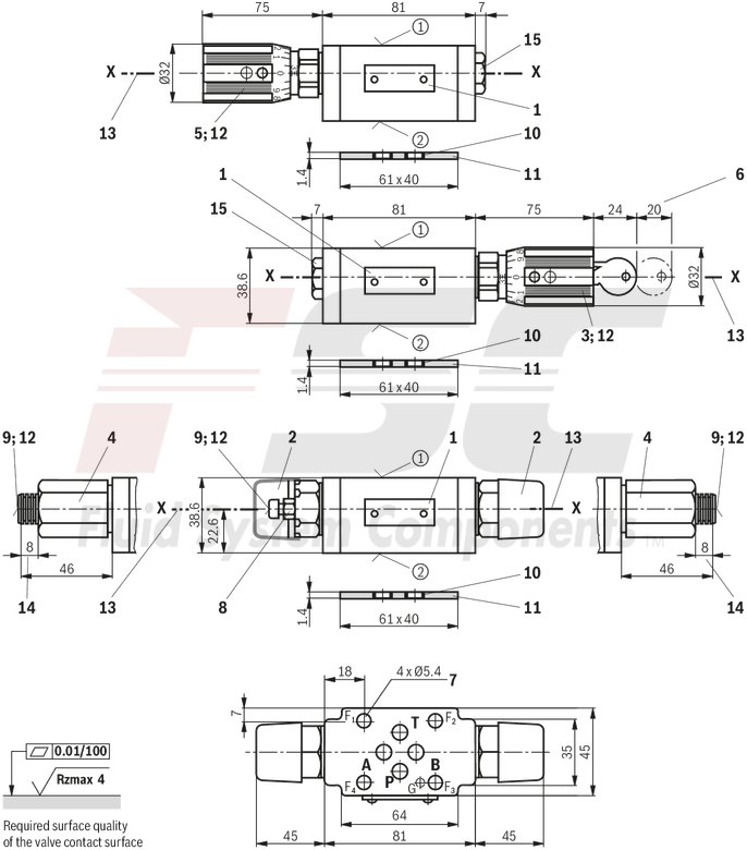 technical illustration-R900481624-Size 6, A1 &rarr; A2, B1 &rarr; B2 or A2 &rarr; A1, B2 &rarr; B1, mechanically actuated