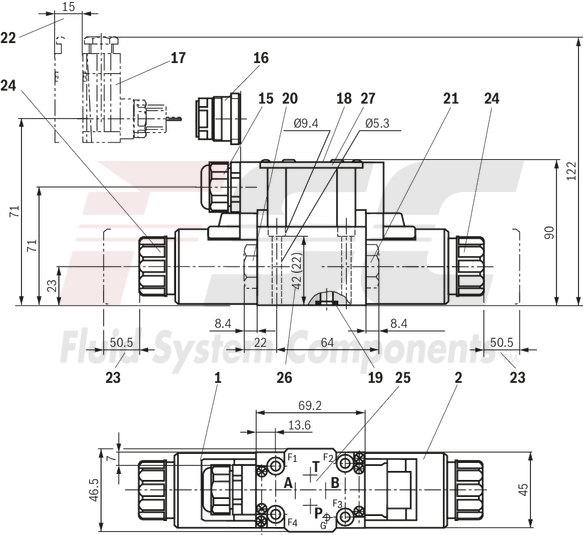 technical illustration-R900554557-Size 6, symbol J, electrical with solenoid, 24 V DC