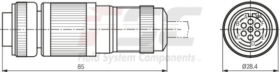 technical illustration-R900021267-Mating connector, connector 7-pole (6 + PE) EN 175301-804