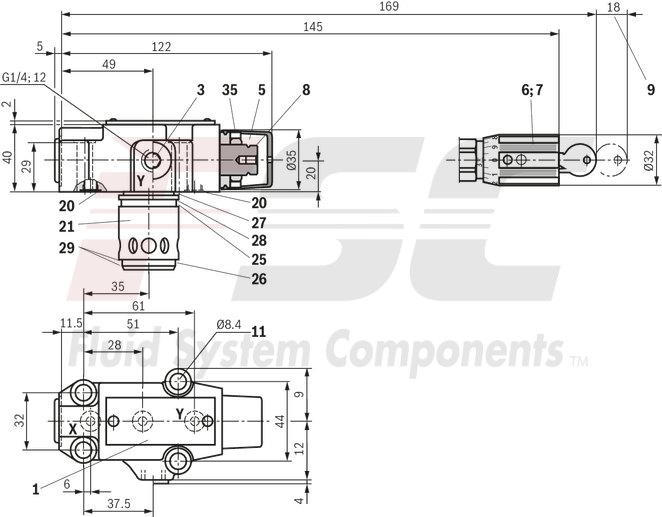 technical illustration-R978913054-Size 10, P → T, mechanical, 24 V DC