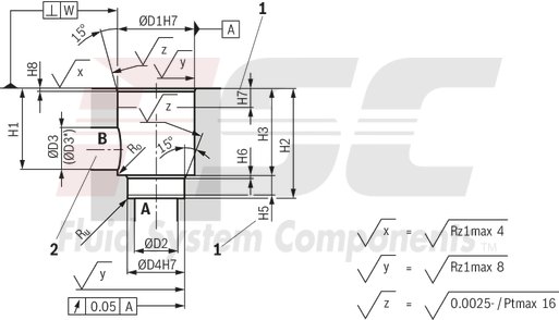 technical illustration-R900952988-Valve poppet with or without damping nose 2 area ratios 6 different cracking pressures
