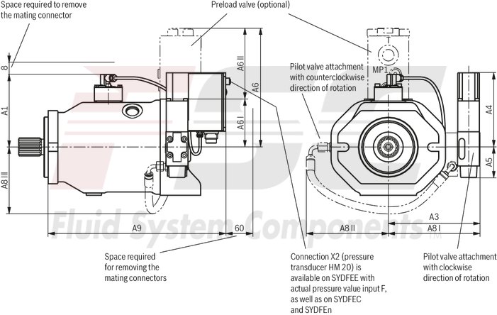 technical illustration-R978057617-Pump A10VSO BR31 with analog OBE