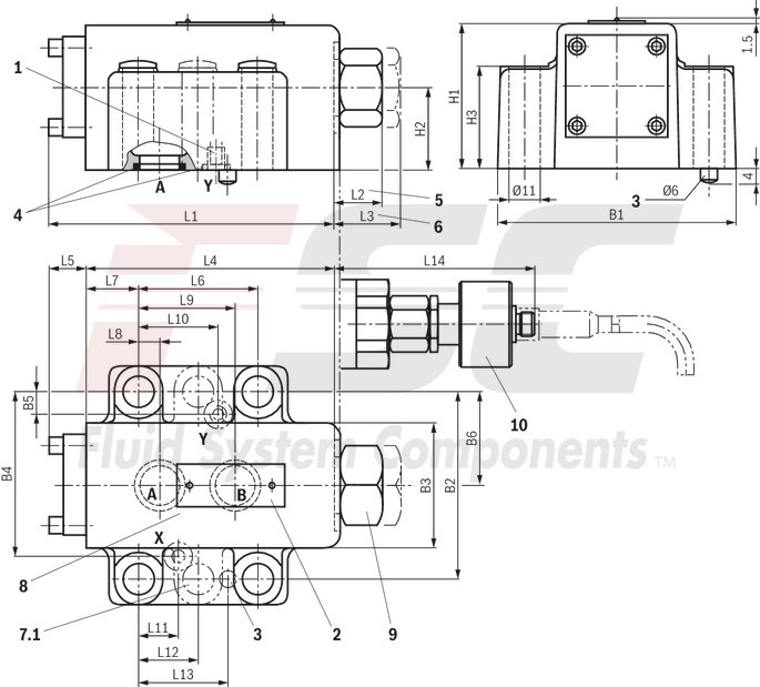 technical illustration-R900457388-For subplate mounting Porting pattern according to ISO&nbsp;5781-06-07-0-00 (NG10), ISO&nbsp;5781-08-10-0-00 (NG20), ISO&nbsp;5781-10-13-0-00 (NG32) For threaded connection For the leakage-free blocking of one actuator port Attachment possibility for directional spool valve or directional seat valve, optional Pilot oil return, external Version with pre-opening for dampened release, optional Various cracking pressures, optional Check valve installation sets available individually Corrosion-protected design
