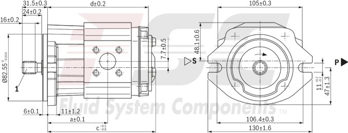 technical illustration-R900984020-Internal gear pump, size 11, pressure 350 bar for industrial applications, open circuit