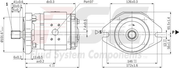 technical illustration-R900984020-Internal gear pump, size 11, pressure 350 bar for industrial applications, open circuit