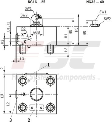 technical illustration-R900912728-Size 32, symbol H2, hydraulically actuated