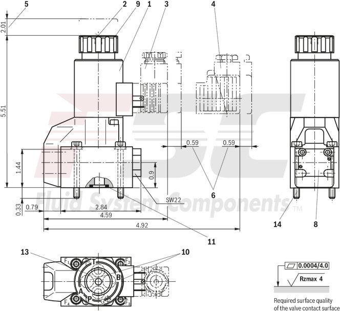 technical illustration-R900212093-2/2-, 3/2- or 4/2-way version Porting pattern according to DIN 24340 form A Porting pattern according to ISO&nbsp;4401-03-02-0-05 Air-gap DC solenoids with detachable coil Solenoid coil is rotatable by 90&deg; The coil can be changed without having to open the pressure-tight chamber Electrical connection as individual connection Optional auxiliary operating device Inductive position switch and proximity sensors (contactless)