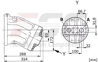 technical illustration-R902161205-Large variety of available nominal sizes allows exact adjustment to the application High power density Very high total efficiency High starting efficiency Working ports SAE flange or thread Optional with integrated pressure relief valve Optional with mounted addifitonal valve: counterbalance valve (BVD/BVE), flushing and boost-pressure valve Bent-axis design
