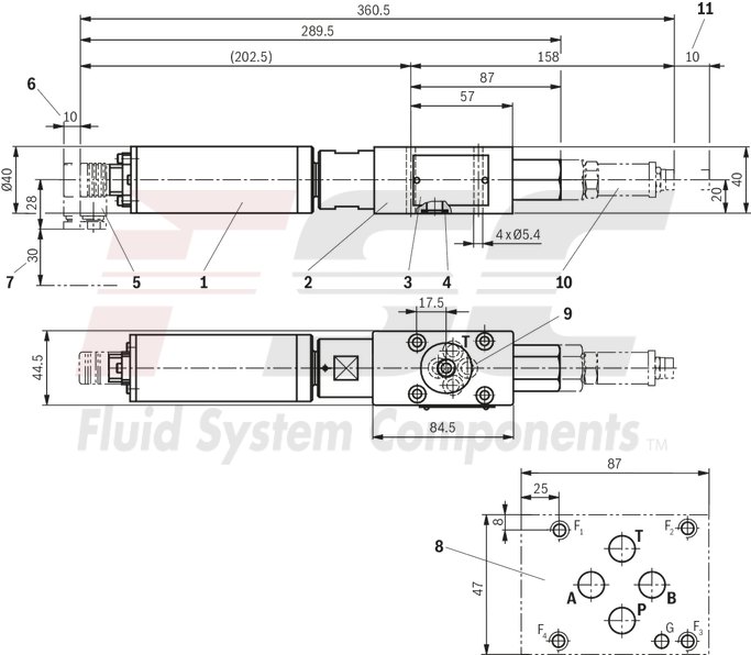 technical illustration-R901041085-Size 6, P2 &rarr; P1, electrical with external electronics, 24 V DC