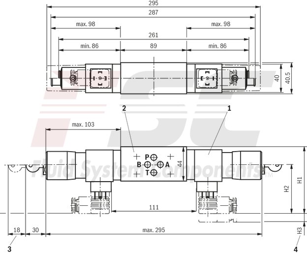 technical illustration-R901102362-200 bar, micro switch with NC contact/NO contact function, device connector DIN EN 175301-803 (large cubic connector)