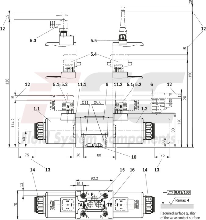 technical illustration-R901278744-Size 10, symbol J, solenoid-actuated, 24 V DC